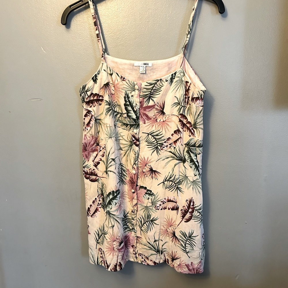 Amuse Society shirt - pink floral print flowy tank viscose/cotton